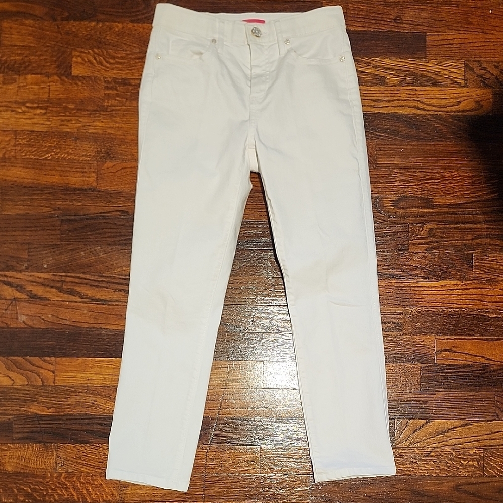 Lilly Pulitzer Pure White Straight-Leg Stretch 5 Pocket Jeans Designer Summer 2